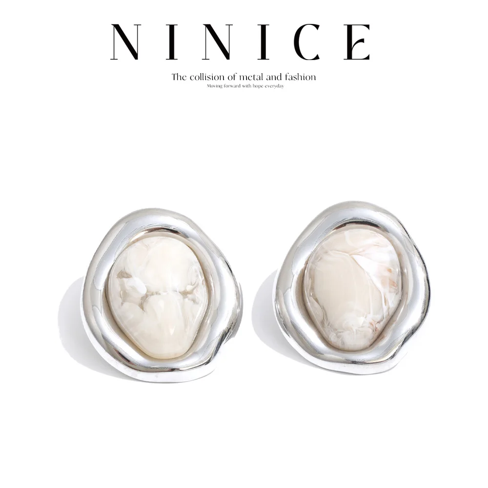 NiNice Stainless Steel Resin Stud Earrings for Stylish Hypoallergenic Women New Summer Recommend Exquisite Jewelry