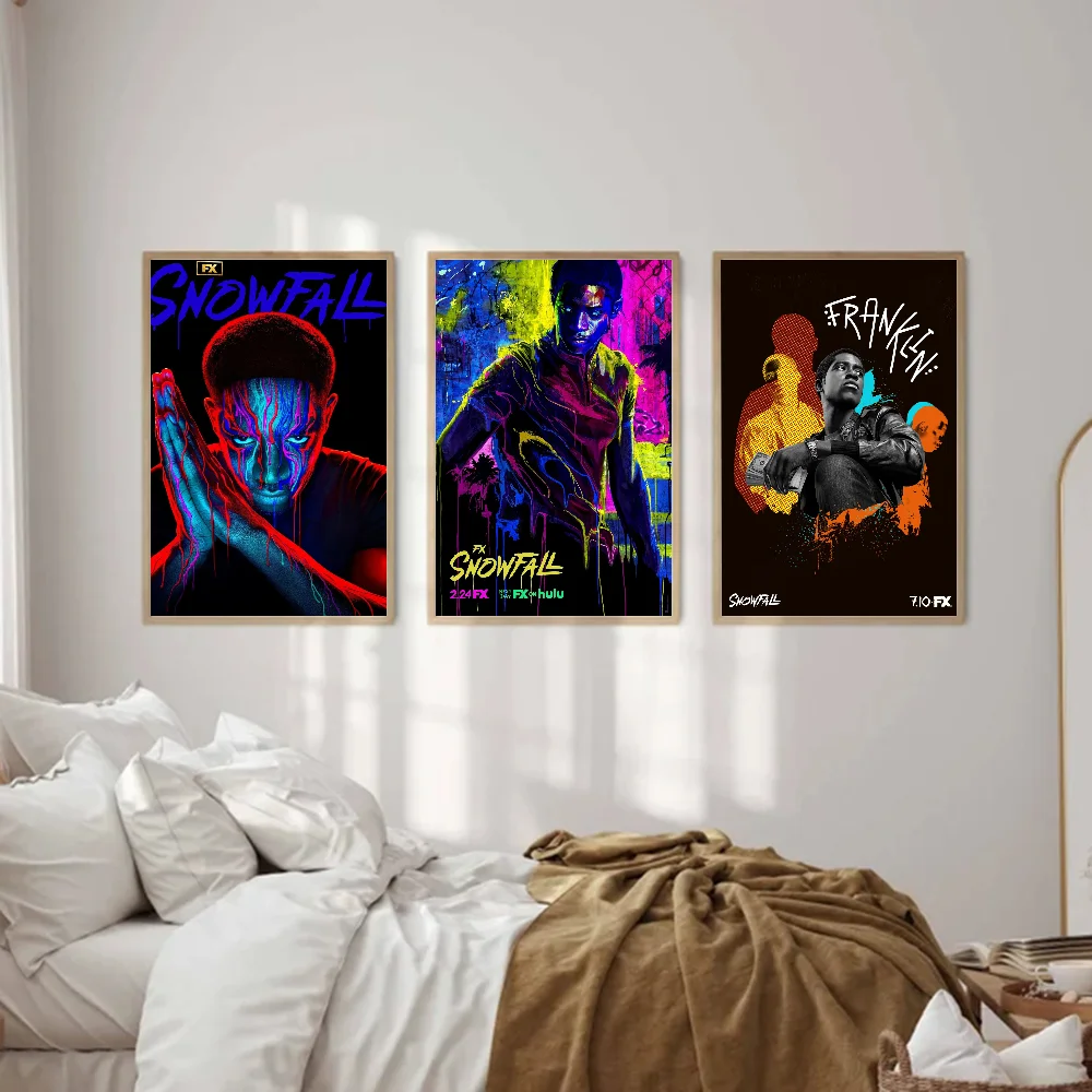 ورقة بيضاء ملصق التلفزيون تساقط الثلوج ، ملصق جودة عالية ، لوحة فنية جدارية ، ديكور غرفة الدراسة