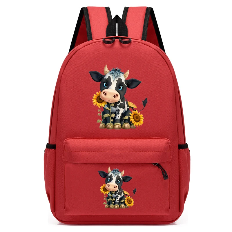 Rugzak Voor Kinderen Zonnebloem Koe Print Schooltas Kleuterschool Schattige Anime Bagpack Reizen Kinderen Boekentassen Student School Rugzak