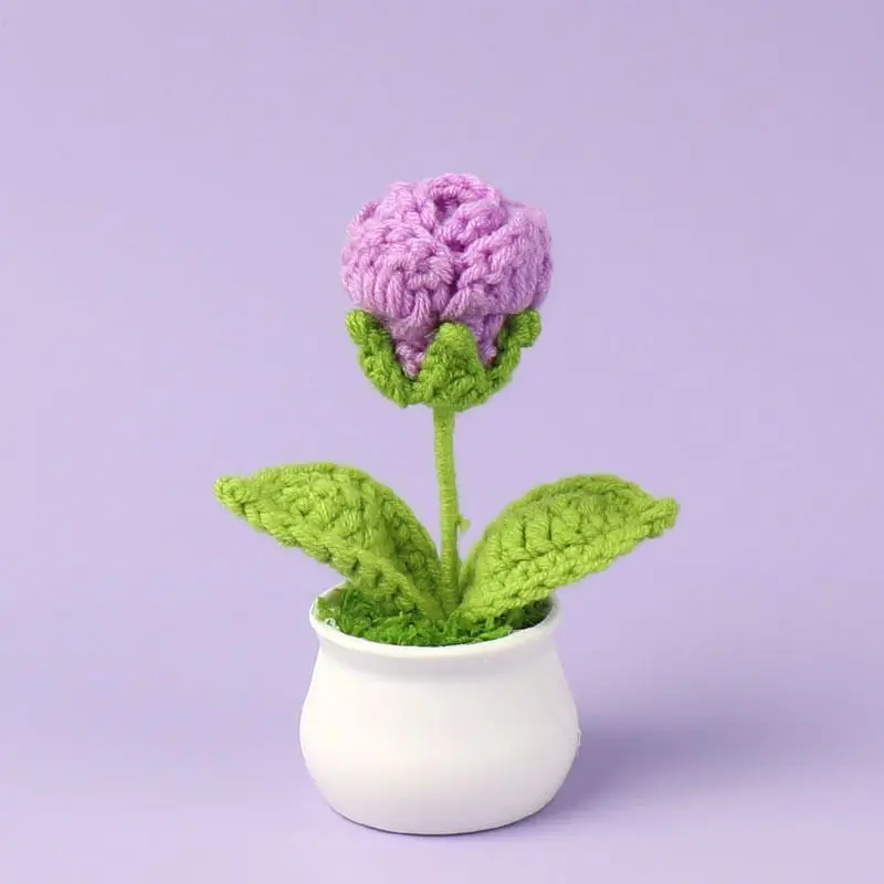 

Bubble Rose Potted Knit Plant Cute Toys Purple Red Blue Plants Stuffed Plush Cartoon Toys for Boys Girls Christmas Birthday Gift