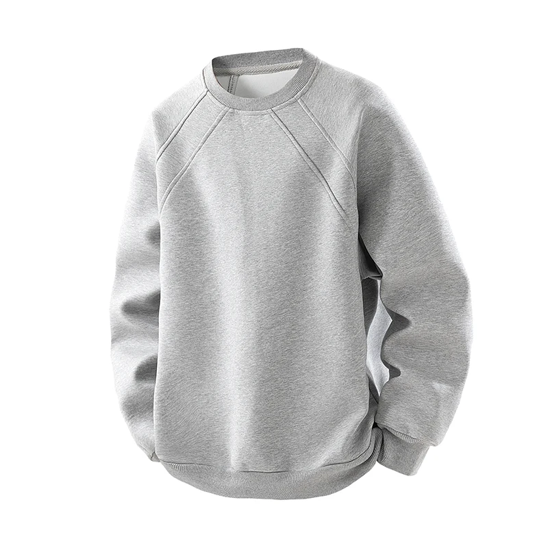 Spring Autumn Trendy Hoodie Simple and Fashionable New Style Loose Pullover Round-neck Top Long-sleeved Men Innerwear Base Layer