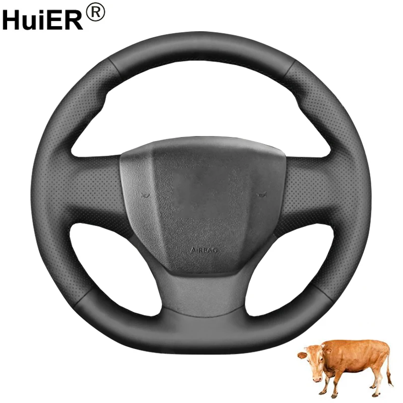 Cow True Leather Hand Sewing Car Steering Wheel Cover For Citroen Jumpy Spacetourer Peugeot Expert Traveller Fiat Scudo 16-22