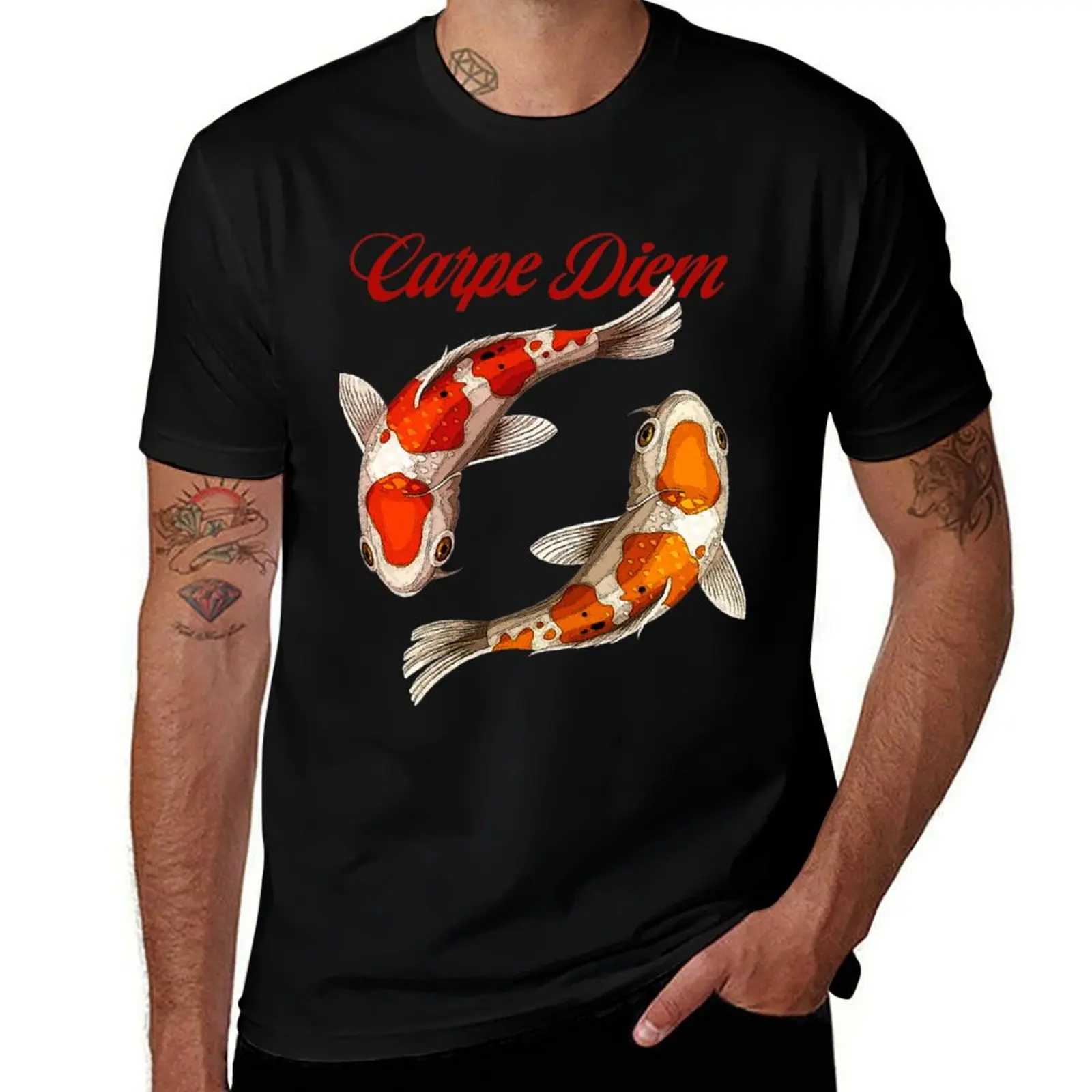 Cool Tees Club Carpe Diem Koi Fish T-Shirt shirts graphic customs heavyweights mens champion t shirts