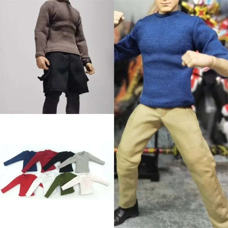 

1/12 Scale Fashion Trend Long Sleeve T-shirt Male Soldier Shirt Clothes for 6in Action Figure Accessories Doll Toy