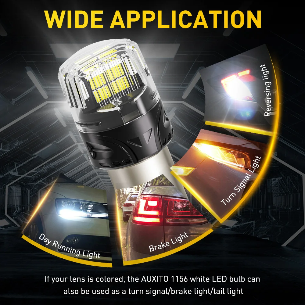 AUXITO 2 قطعة 1156 Ba15s P21 LED الذيل عكس مصابيح كهربائية مع غطاء واضح 6500 كيلو الأبيض ل DRL الفرامل مصباح قيادة 1500LM 12 فولت