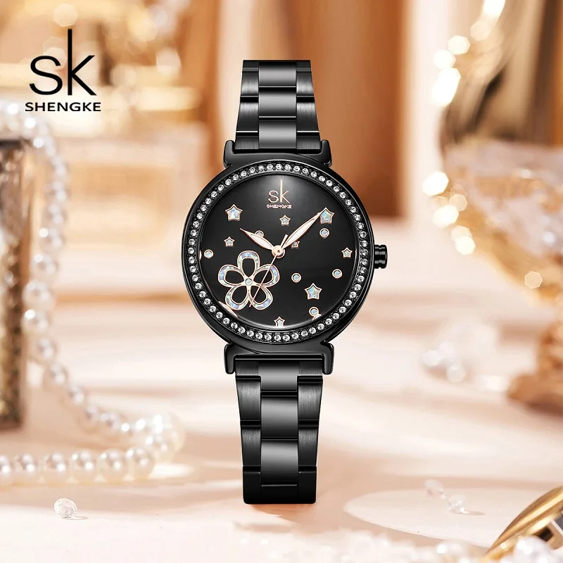 Shengke Top Luxury Women's Quartz Watches Original Design Stainless Steel Ladies Wristwatches Girls Fashion Clock  Reloj Mujer