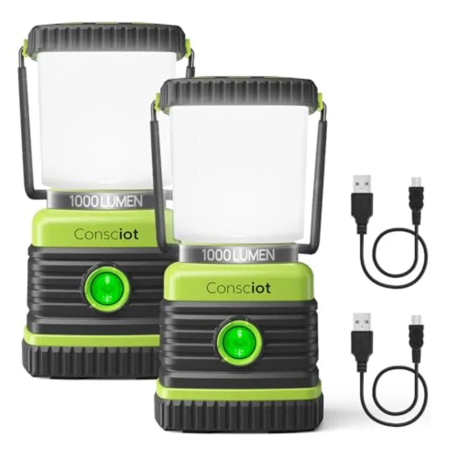 LED Camping Lantern Rechargeable, Camping Lights, 1000LM, 4 Light Modes, 4400mAh Power Bank, IPX4 Waterproof, Dimmable Tent Lig