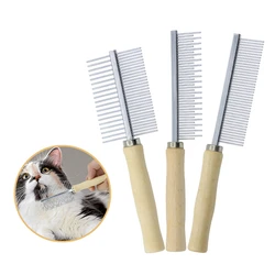 Stainless Steel Cat Comb Pet Hair Brush Wood Handle Pet Hair Smooth Remover Cats Comb High Low Teeth Comb Cat Beauty Products