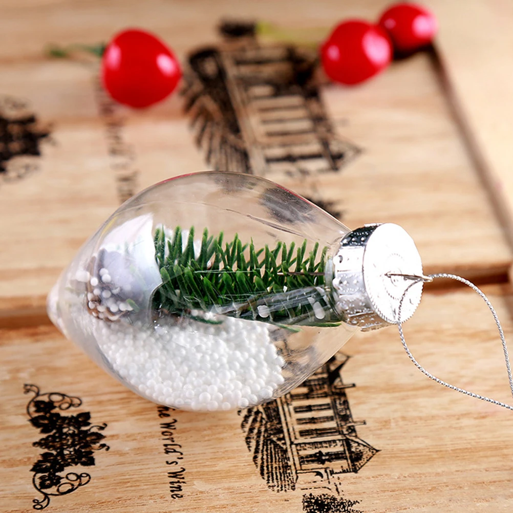 

12Pcs Christmas Fillable Light Bulb Plastic Balls Clear Hanging Ornaments Xmas Tree Decoration Festival Holiday Party Decors