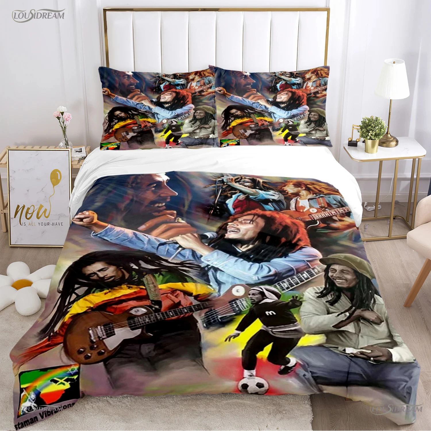 Bob Marley Music Duvet Cover Comforter Fear Bedding Sets Soft Quilt Cover And Pillowcases For Teens Boy Single/Double/Queen/King 3