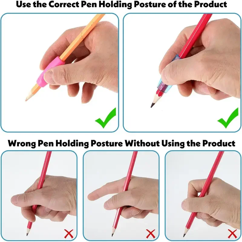 8pcs Silicone Pencil Grips - Ergonomic Adjustable Holders for Kids, Posture Correction, Non-Slip & Durable for School & Office - view 3