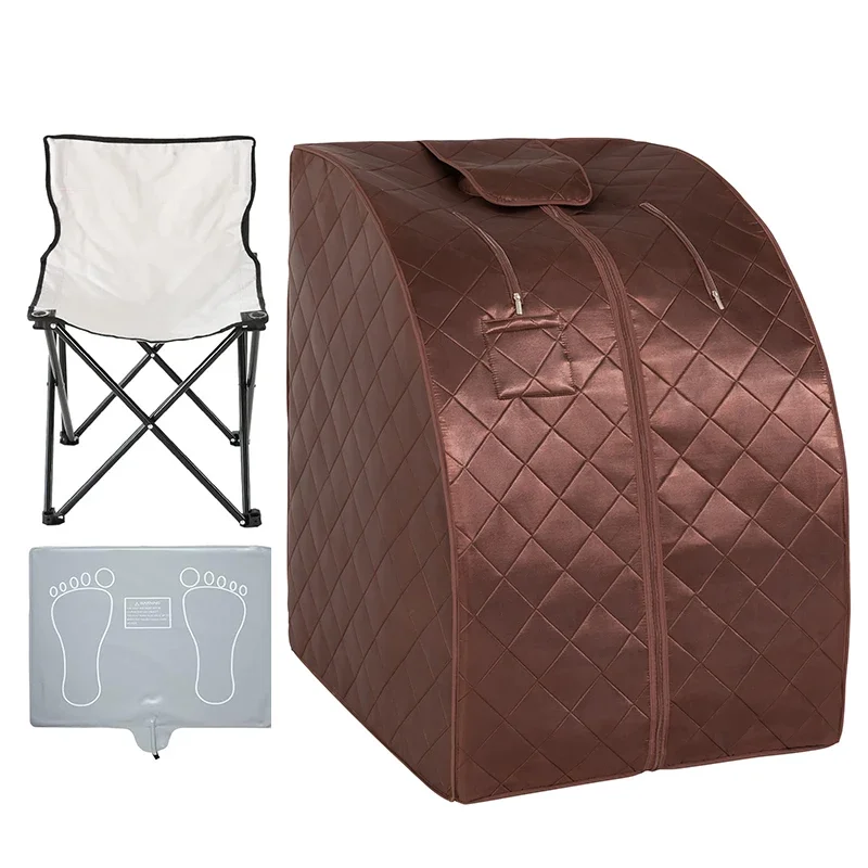 Portable far infrared sauna for Relaxation & Detox Full Body Sauna Tent with Heating Foot Pad & Folding Chair