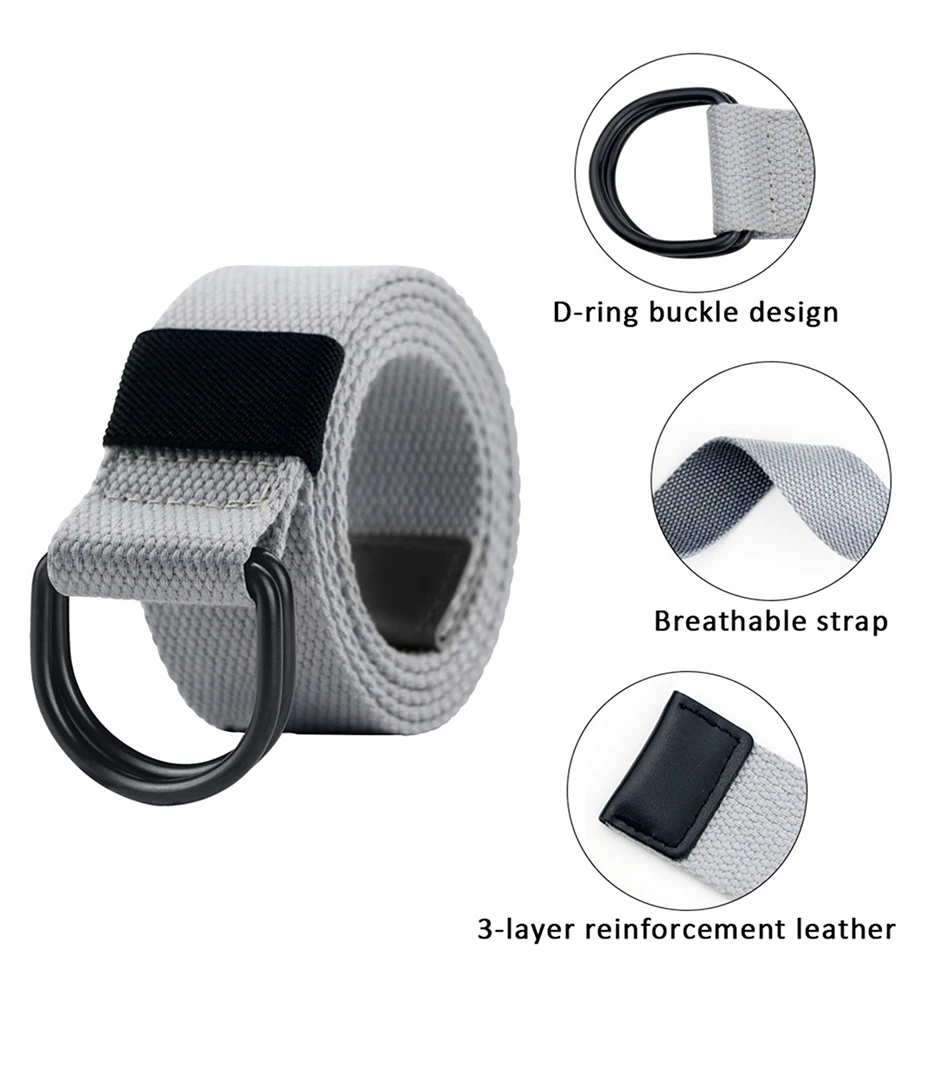 Maikun 2PCS Männer Gürtel Doppel Ring Schnalle Bund Casual Leinwand Gürtel Gürtel Für Männer – Detail 5