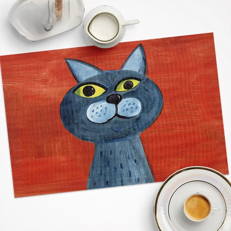 

Adorable Cartoon PVC Mat Hand-Dn Watercolor European Sle Waterproof Dining Plate Mat Cup Mat Table Decoration