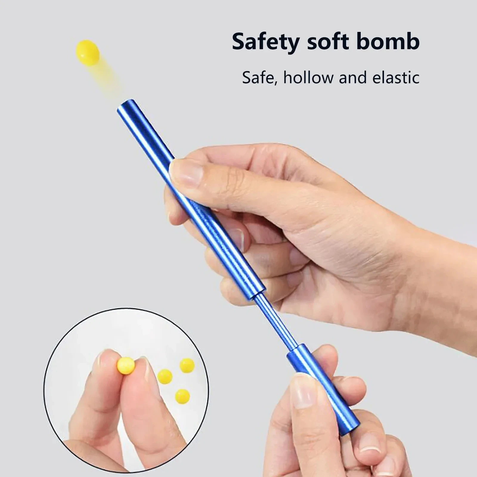 Weiche Flipper-Werferpistolen, Spielzeug, Aluminiumlegierung, kleiner Ball, Shooter, knisterndes Rohr, Bambusschießen, Spiel im Freien, lustiges Weihnachtsgeschenk – Detail 2