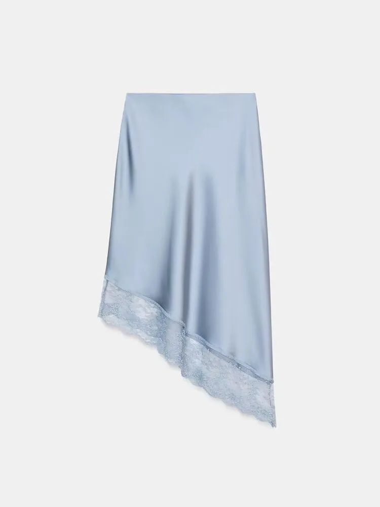 

Spring 2026 Women's Faionable Silk Georgette Midi Skirt Asymmetrical Hemline Versatile New Arrival Ethnic Stage Costume