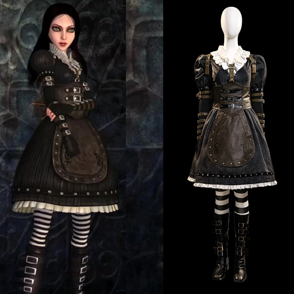 

Manluyunxiao Game Alice: Madness Returns Black Alice Cosplay Costume Full Set Custom Size Halloween Christmas Comic Con
