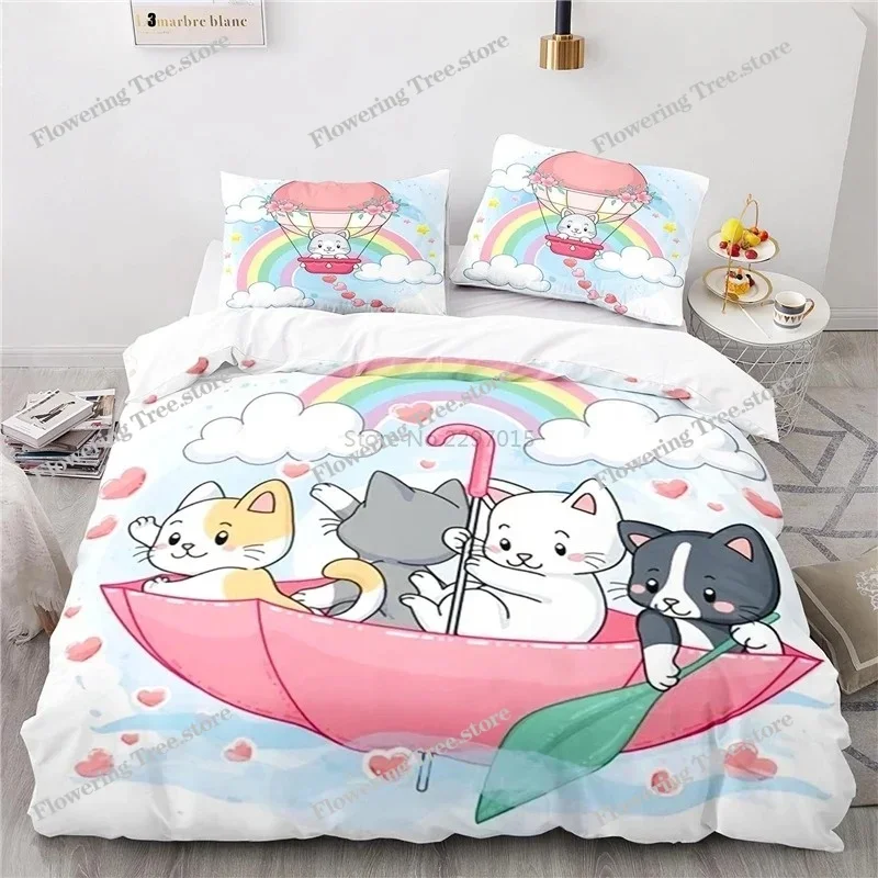 

Комплект постельного белья Rainbow Cats 3D с принтом, пододеяльник и наволочки, размеры: односпальный, двуспальный, твин, фул, квин, кинг, декор для спальни