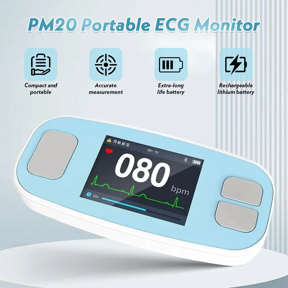 Contec PM20 Digital Portable ECG Monitor 6 Lead EKG Machine Bluetooth Mobile App