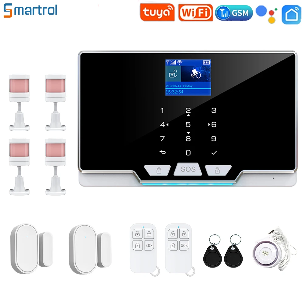 

Tuya Smart Home Security System with Phone APP Alert,Remote Controls,Monitor Sensor,Work with Alexa for Home