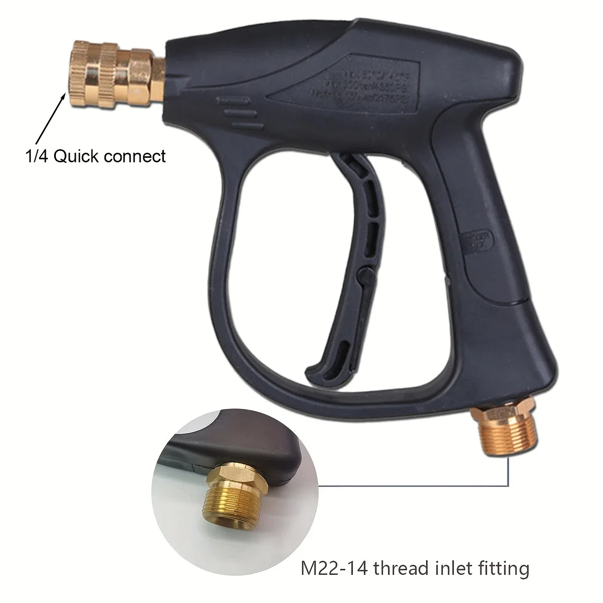 High pressure cleaning gun 4350PSl car wash short gun aluminum valve cleaning gun 1/4 quick connection with 5-color nozzle image 3