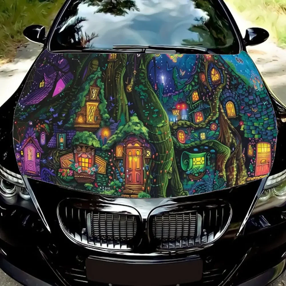 

Ancient Colorful Forest City Print Car Hood Wrap Color Vinyl Sticker Truck Graphic Bonnet DIY Auto Accessories Decoration Decal