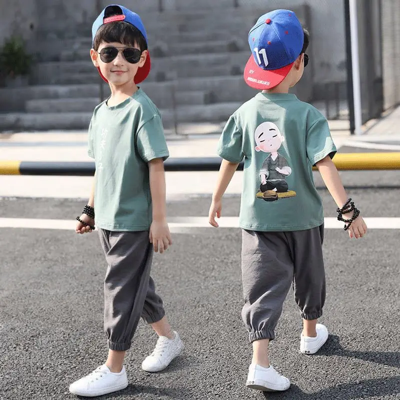 

2022 Boys Summer Clothing outfit Children T-shirt Short Sleeve +demin Pants Set Kids Baby toddler Boys Clothes 2-12 Years