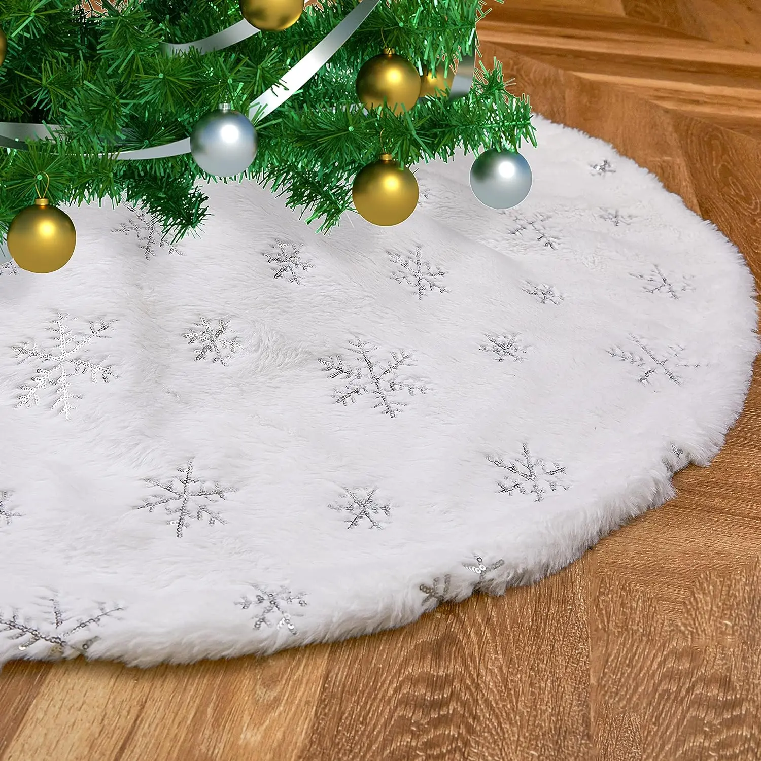 Jupe de Sapin de Noël Ronde Blanche Luxe 76 Cm - Douce & Fourrure Jupe de Sapin de Noël Ronde Blanche Luxe 76 Cm - Douce & Fourrure