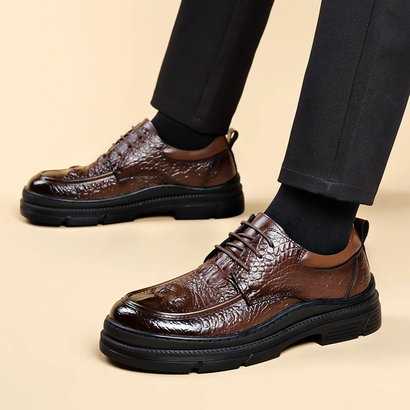 

Genuine Leather Men Crocodile Pattern Loafers Casual Business Shoes Men's Sneakers Lace Up Oxford Shoes Outdoor Shoes