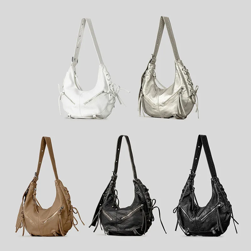 Puttee تصميم حقائب كتف المرأة فاسق نمط الأفاق حقيبة كروسبودي الفاخرة لينة بولي Leather حقيبة ساعي جلدية #6