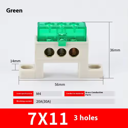Zero wire terminal 3/4/5/6/7/10-Hole Distribution Box Terminal Block dustproof Ground Copper Bar Bridge type Busbar With cover - Image 40