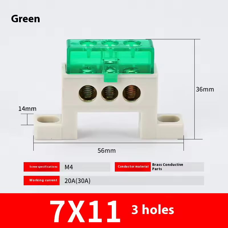 Zero wire terminal 3/4/5/6/7/10-Hole Distribution Box Terminal Block dustproof Ground Copper Bar Bridge type Busbar With cover - Image 40
