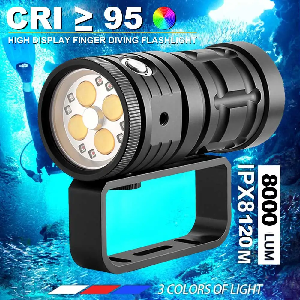 

Professional Underwater Lamp 4*120*120 36Core Photography Light High Lumens Diving Flashlight 120m Waterproof Video Camera torch