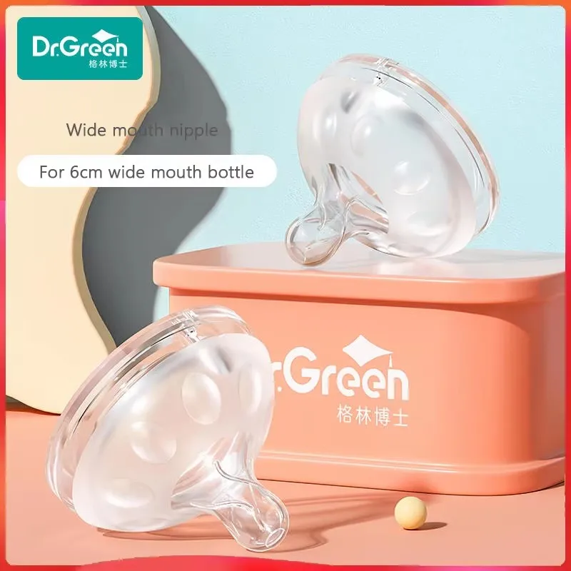

Dr.Green Suitable for 6cm diameter wide mouth bottle safe silicone material soft texture S/M/Cross hole Nipple Bottle nipple,