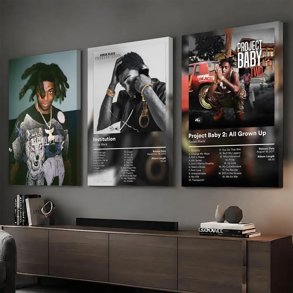 Singer Album K-Kodak Black Painting Calligraphy HD Modern Style Inner Frame Canvas Poster Bedroom Room Hallway Wall Art Decor