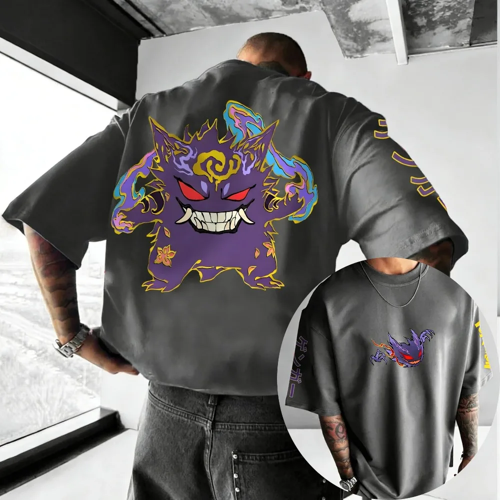 

Oversized Cosplay Costumes Pokémon Gengar Summer 2026 New Product Harajuku Anime Printed Y2K Hip Hop Casual Unisex T-shirt