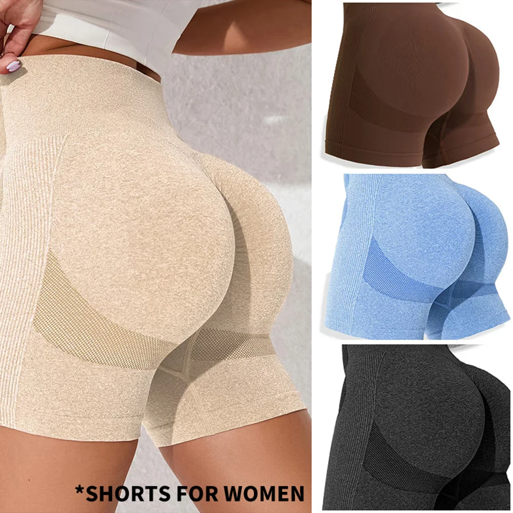 Summer Breathable Sport Yoga Shorts For Women Fitness Seamless High Waist Leggings Deep Squat Push Up Gym Running Biker Shorts