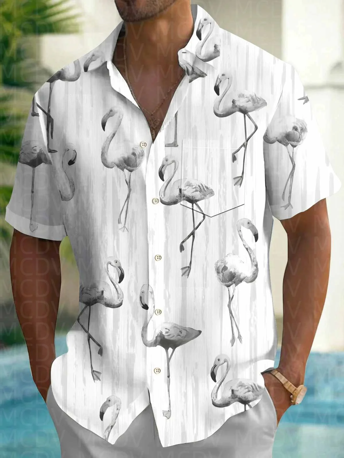 

Cute Pattern Men's Hawaiian Shirt Stretch Easy Care Camp Shirt Big Tall