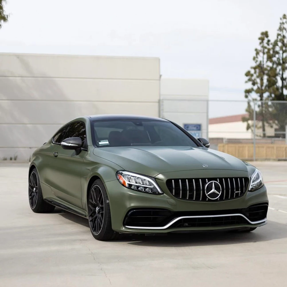 Army Green Automotive Vinyl Wrap - Bubble Free Fade Resistant Color Change Film for Vehicle Customization