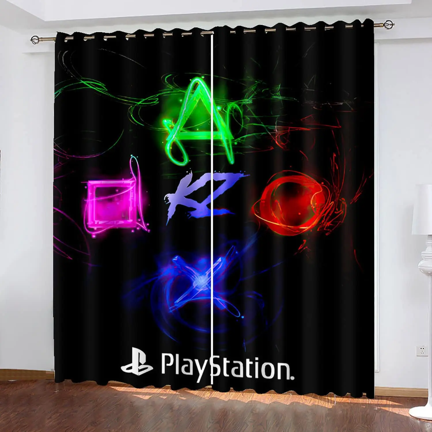 

Science Neon Light Game Disco Colorful Window Curtains in Kids Bedroom Living Room Hall Treatments Kitchen Decor Drapes Blinds