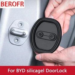 4pcs Silicone Car Door Lock Buckle Anti-collision Protective Cover For BYD Atto 3 Dolphin Seal Seagull Destroyer 05 Frigate 05 S