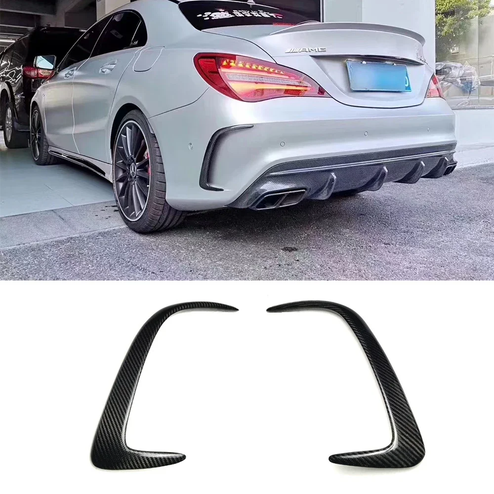 Introducing! For Benz CLA Class AMG W117 2014 15 16 17 18 19 20 21 Real Carbon Fiber Car Rear Bumper Canard Wind Knife Vent Trim