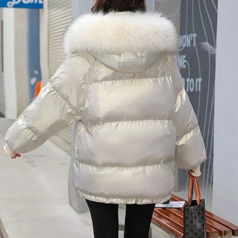 New White Duck Down Jacket Female Authentic Short Fashion Foreign Air Loose Bright Face Wash Thick Bread Suit Winter Coats Women