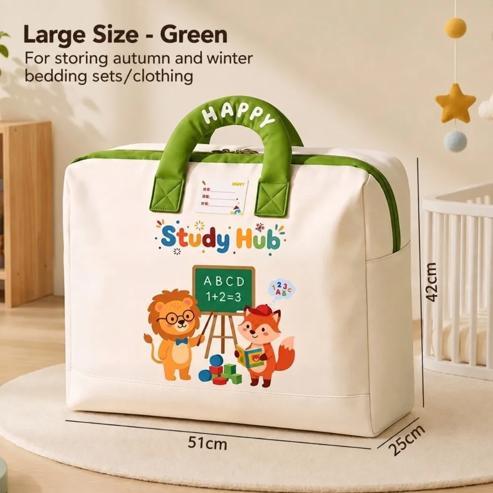 Oxford Cloth Kindergarten Storage Bag Large Capacity Waterproof Quilt Storage Bag with Name Label Clothes Organizer Bag