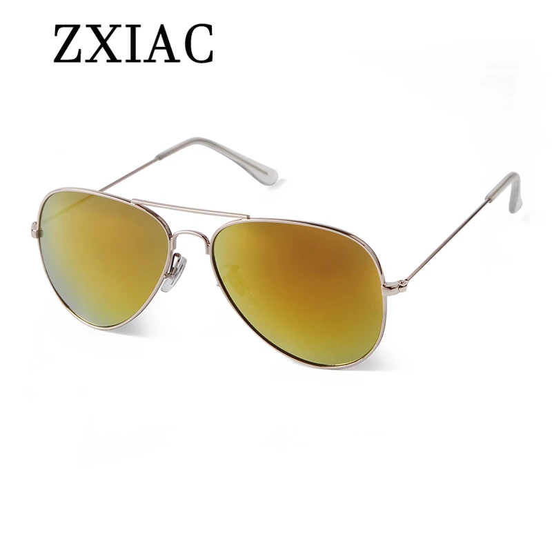 ZXIAC Retro Pilot Flat Top Sunglasses Men Trendy Fashion Toad Mirror Sun Glasses Male Aviator Driving Color Film Shades UV400