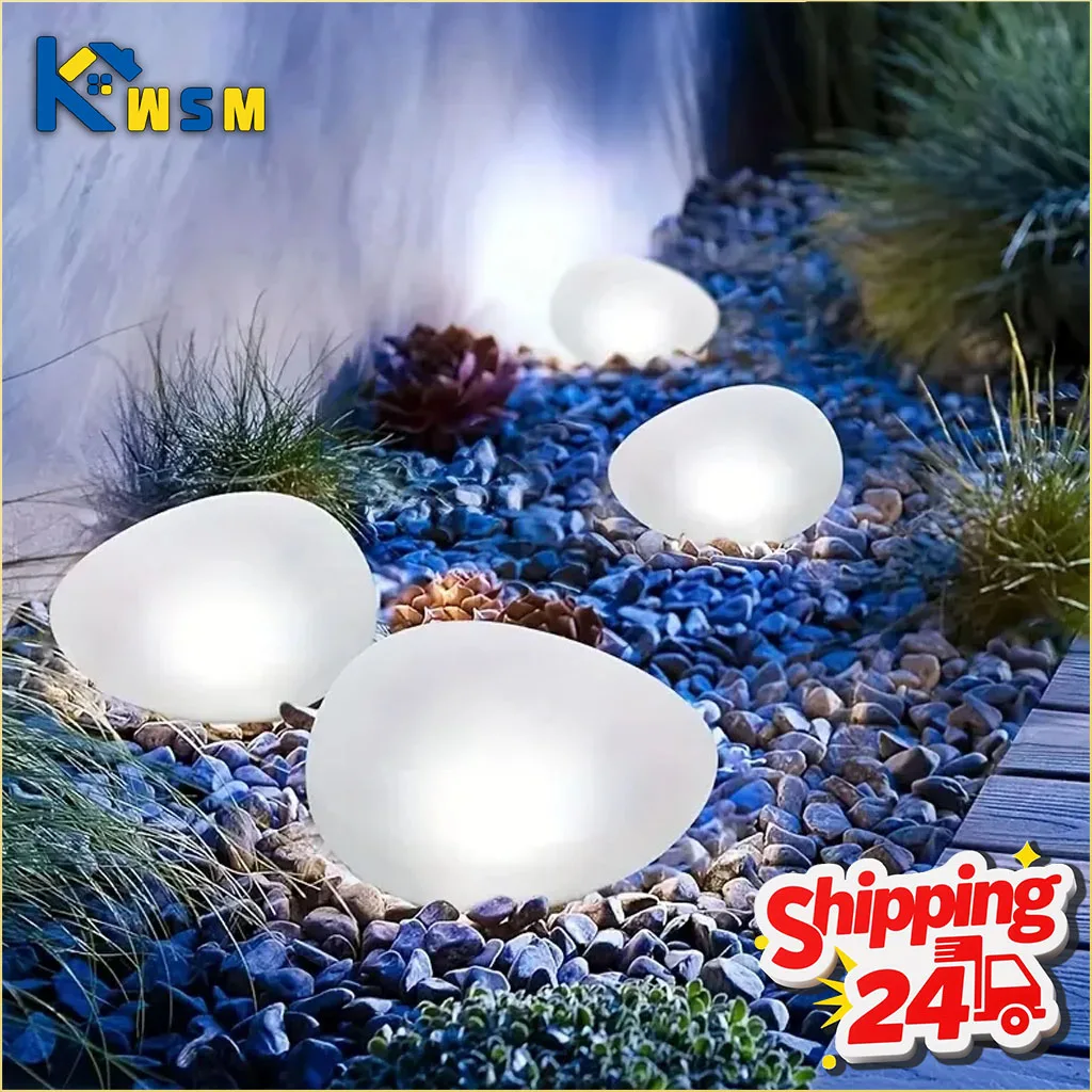 Faux Cobblestone Solar Pebble Lights IP65 Waterproof Outdoor Garden Path Lighting Decorative Stone Lawn Courtyard Patio Decor