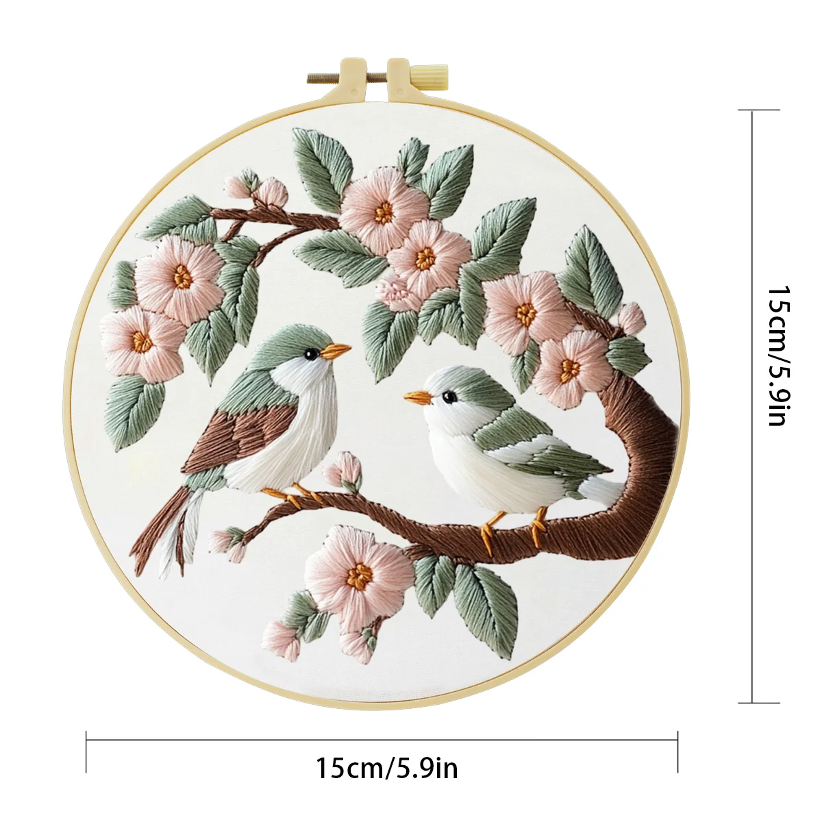 1 Stück 20X20CM/15X15CM 7,87/6,3 Zoll Stickerei-Starter-Kit DIY-Kit Heimdekoration, Blumen und Vögel, Stickerei-Set – Detail 3