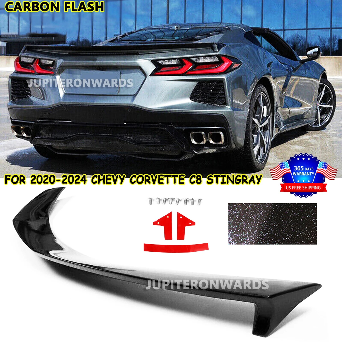 For 2020UP Corvette C8 Air Design Low Profile CARBON FLASH Rear Lid Wing Spoiler