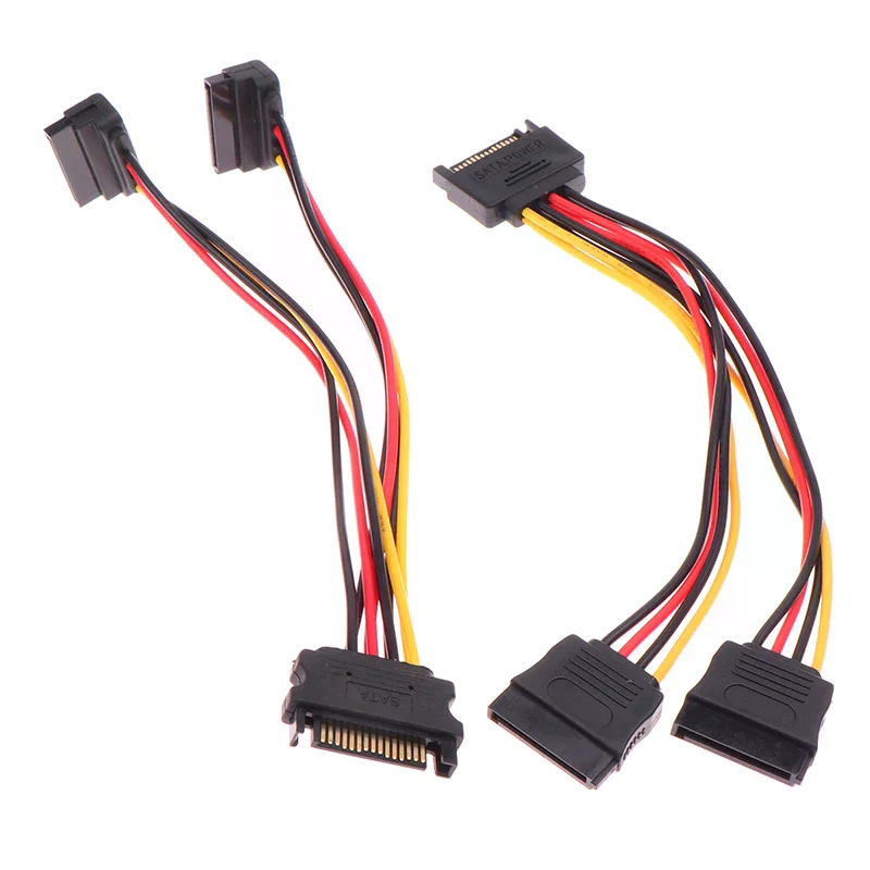 1PC 20CM Sata Extension Cord For HDD SSD Hard Disk SATA Power Y Splitter Cable 15 Pin Male To Dual 15 Pin Female Power Cable