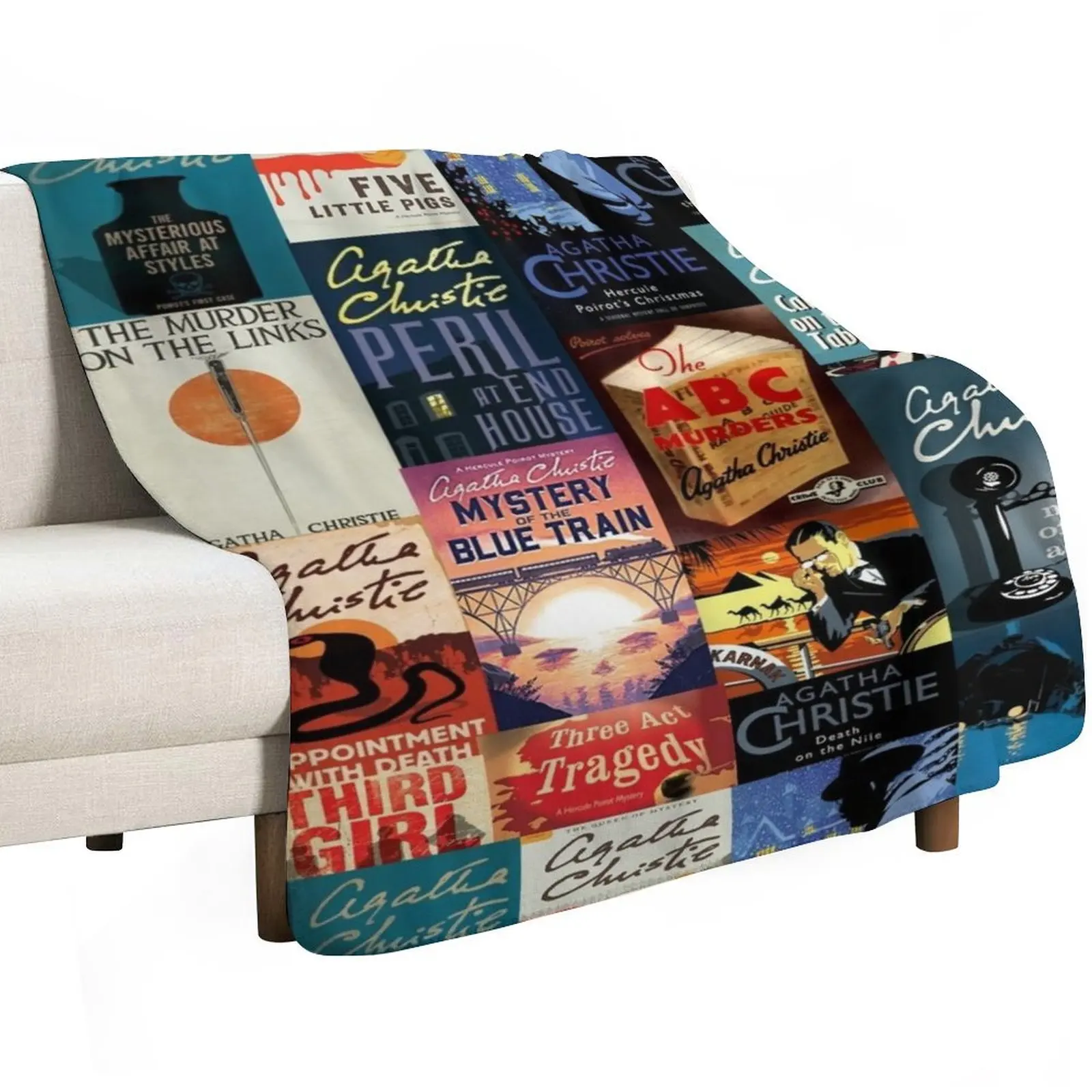 Agatha Christie Hercule Poirot Books Poster Throw Blanket Blankets For Bed Cute Beach Decorative Throw Retros Custom Blankets